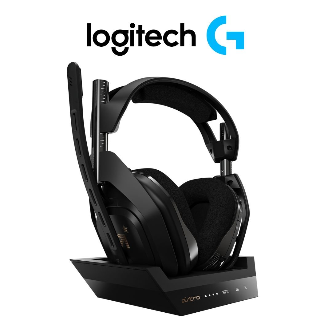 Audifonos diadema inalambrico Gaming logitech ASTRO A50 + BASE STATION Oro Negro
